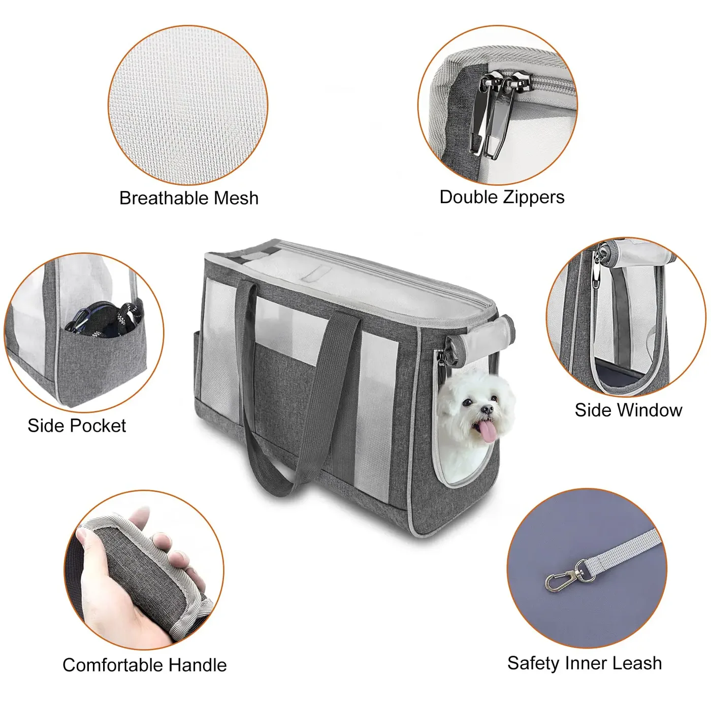 Tablet Pocket: Device Storage in Custom Pet Carrier  - detail view supplied by QUANZHOU JUNYUAN BAGS